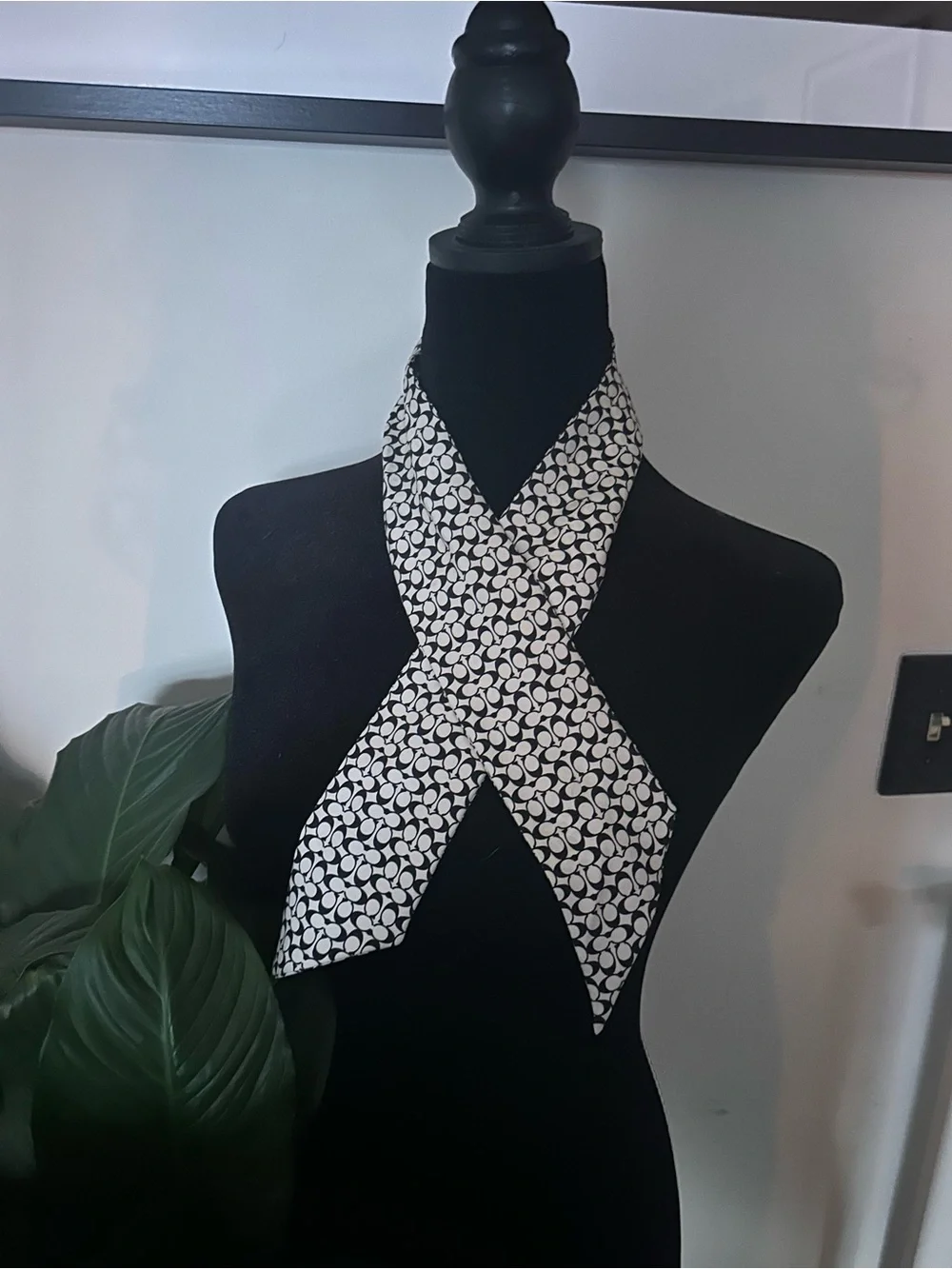 Coach Black and White Signature Dot Scarf